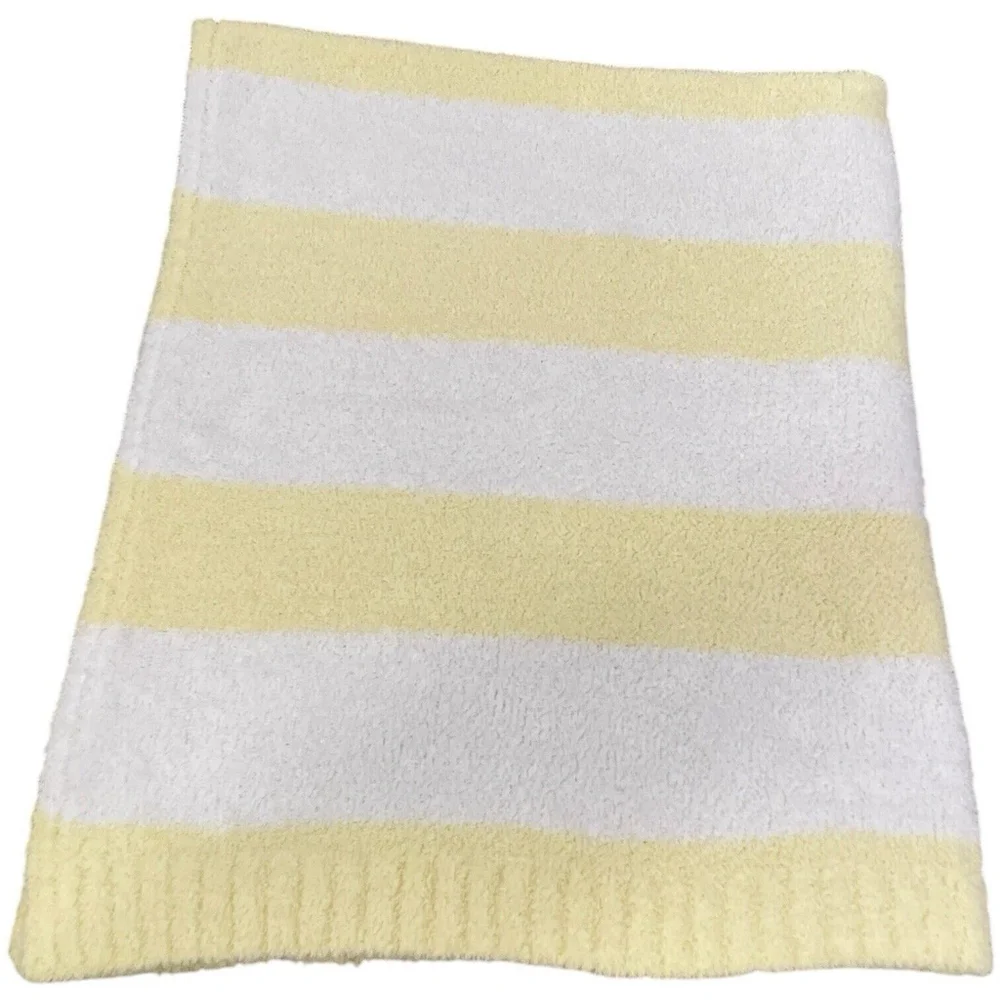 Cloud Island Chenille Stripe Baby Blanket Yellow White Stripe 30x40 in Soft Cozy